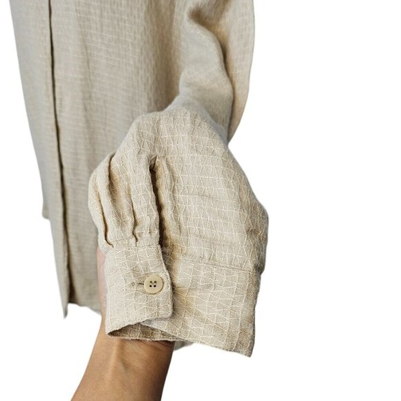 Eileen Fisher 100% Linen Long Sleeve Button Front Shirt Size Medium Petite - Picture 3 of 7